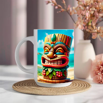 Tiki Mug - Vibrant and bold tropical tiki design coffee mug image 3