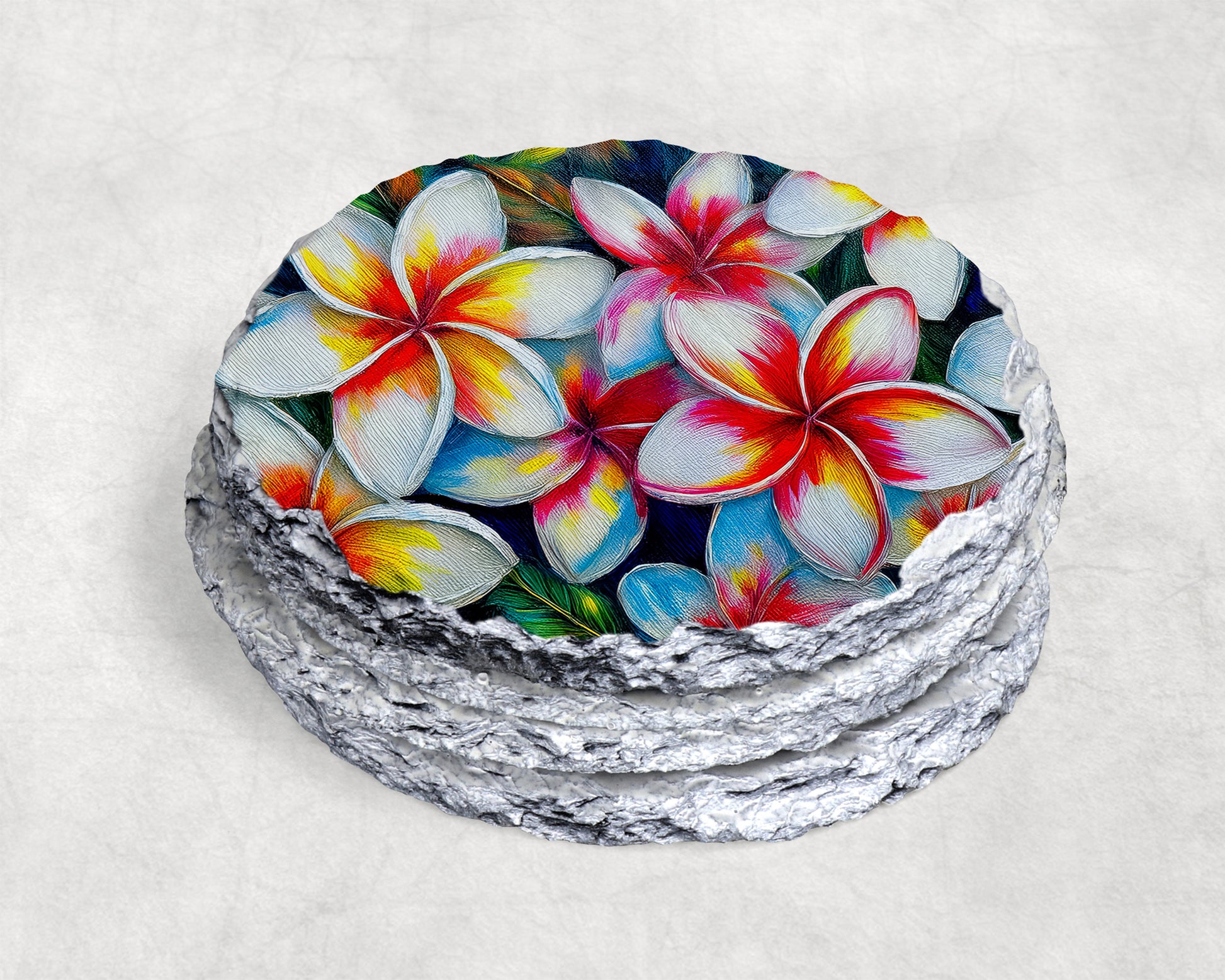 Tropical Plumeria Coasters - Vibrant floral coasters available in round or squar image 2