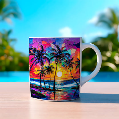 Tropical Sunset Palm Mug - Vibrant coffee mug image 2