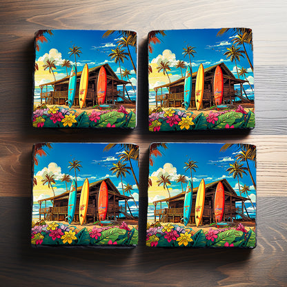 Surf Shack Slate Rock Drink Coasters image 1