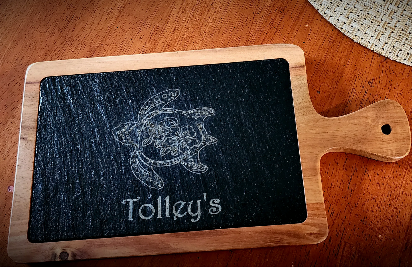 Customized Engraved Turtle Slate Cutting Board image 0