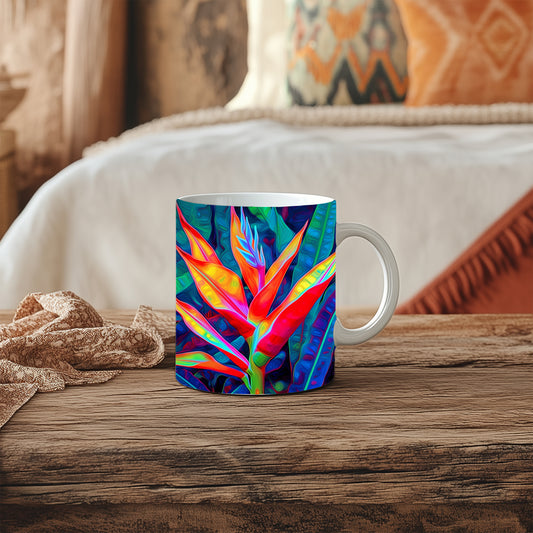 Tropical Heliconia Mug - Vibrant coffee mug featuring a bold tropical heliconia image 0