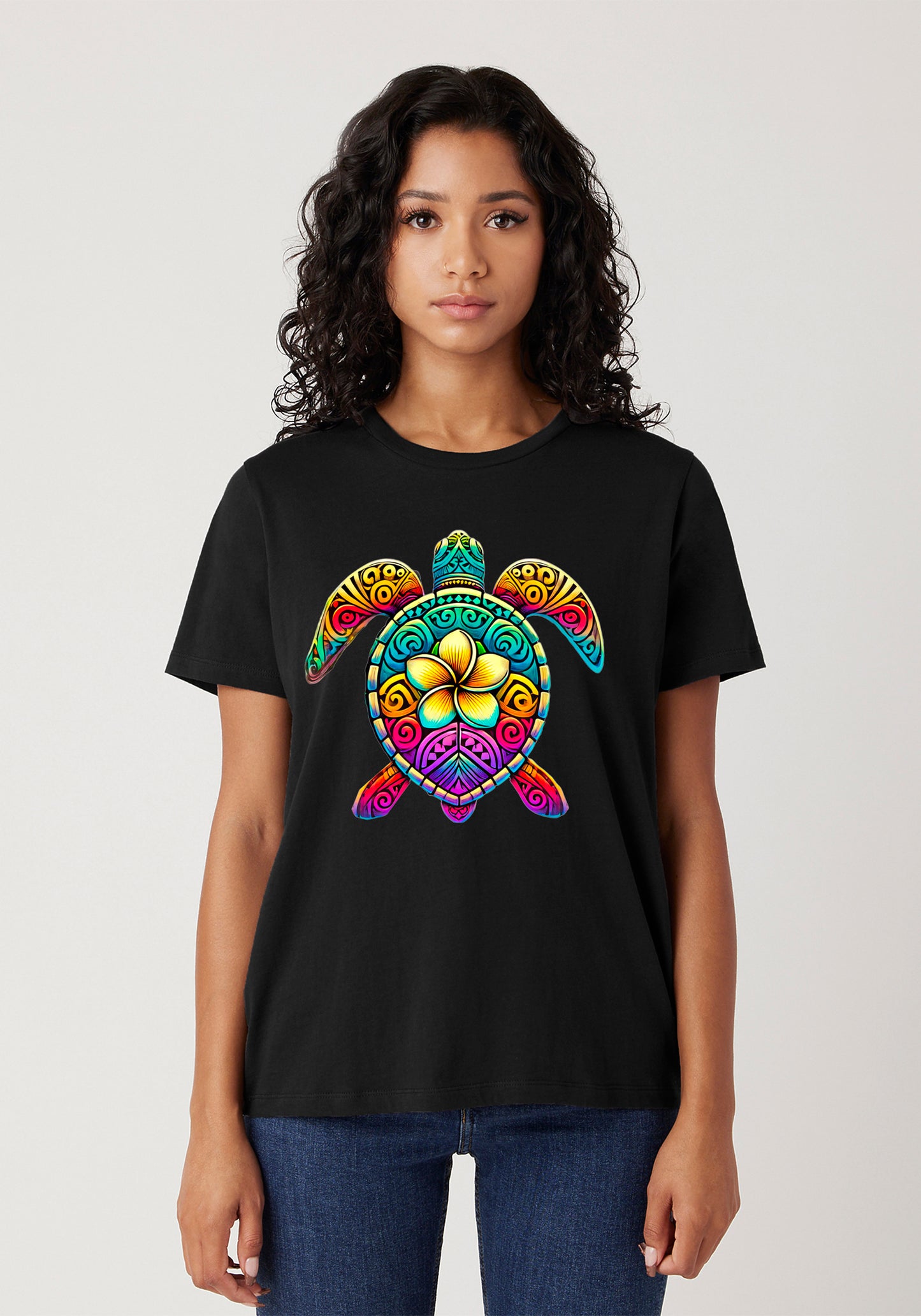 Vibrant Tribal Turtle T-Shirt - Colorful tribal turtle design available on the f image 0