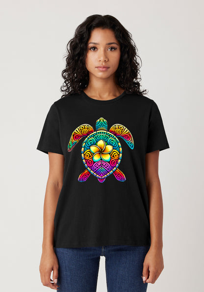 Vibrant Tribal Turtle T-Shirt - Colorful tribal turtle design available on the f image 0