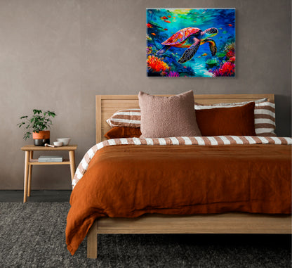 Tropical Oasis: Red Sea Turtle among the Coral Reef image 1