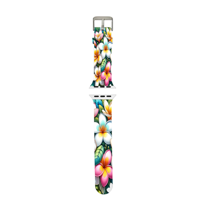 White Plumeria Leather Smartwatch Band image 2