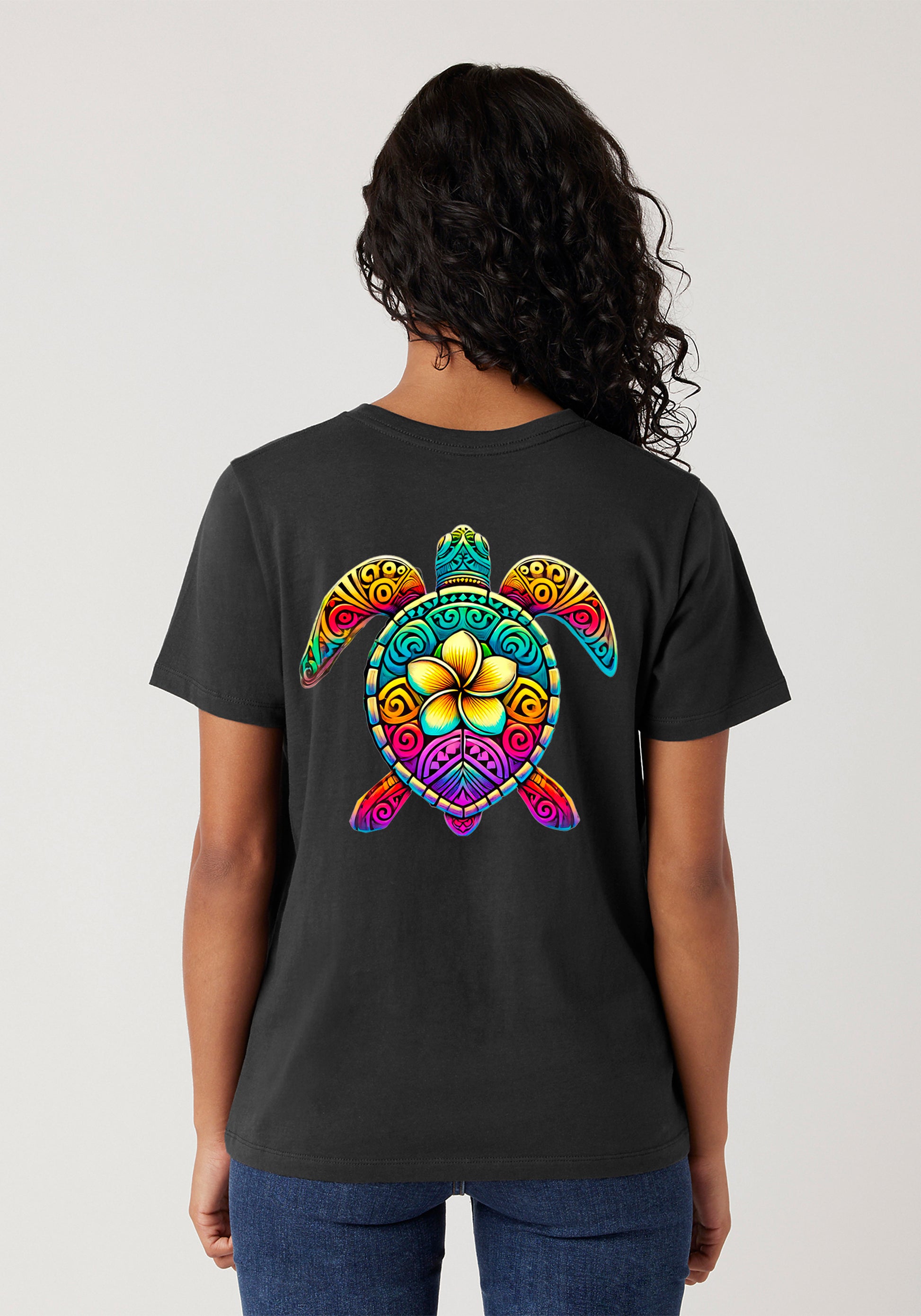 Vibrant Tribal Turtle T-Shirt - Colorful tribal turtle design available on the f image 1