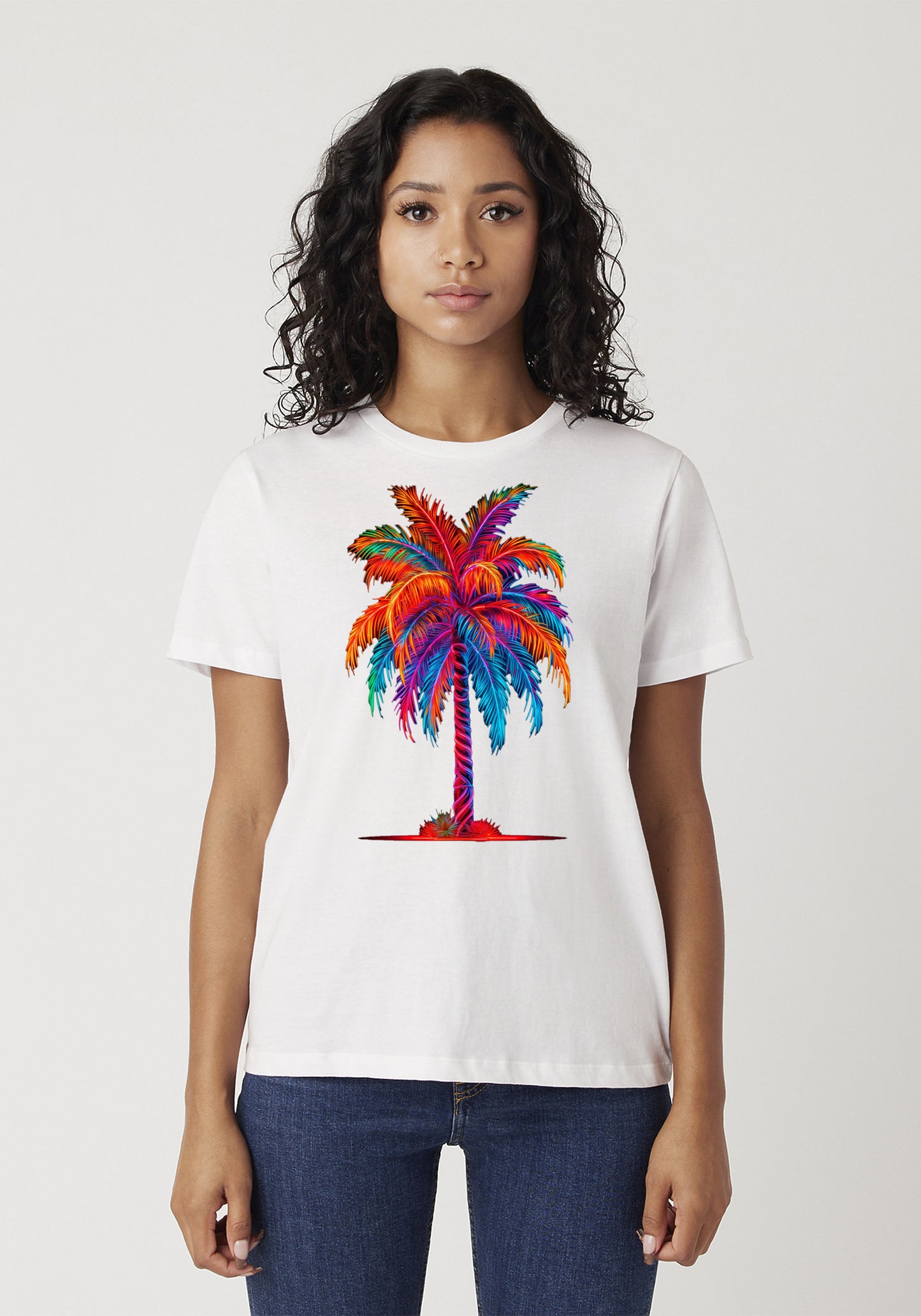 Catch the Tropical Vibe with Our Neon Palm Tree T-Shirt! 🌴🌺✨ image 1