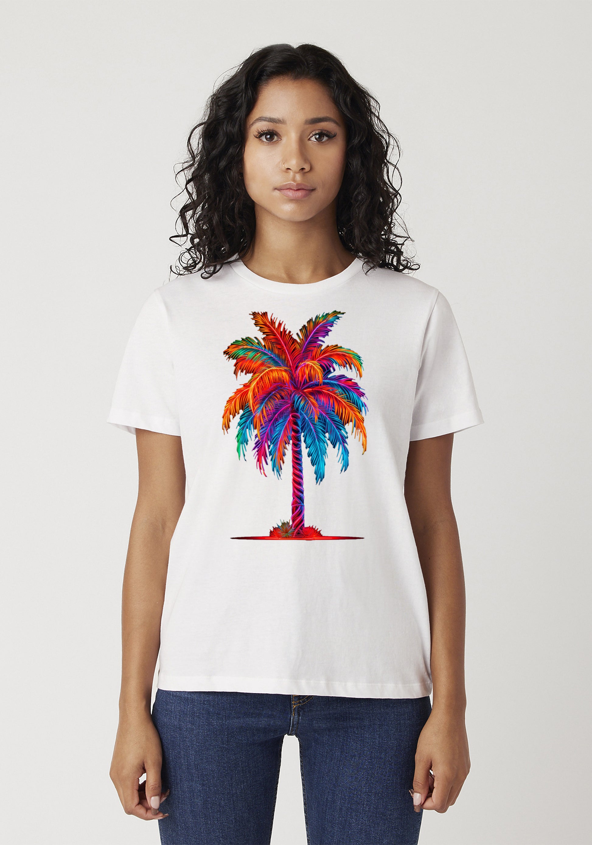 Catch the Tropical Vibe with Our Neon Palm Tree T-Shirt! 🌴🌺✨ image 1