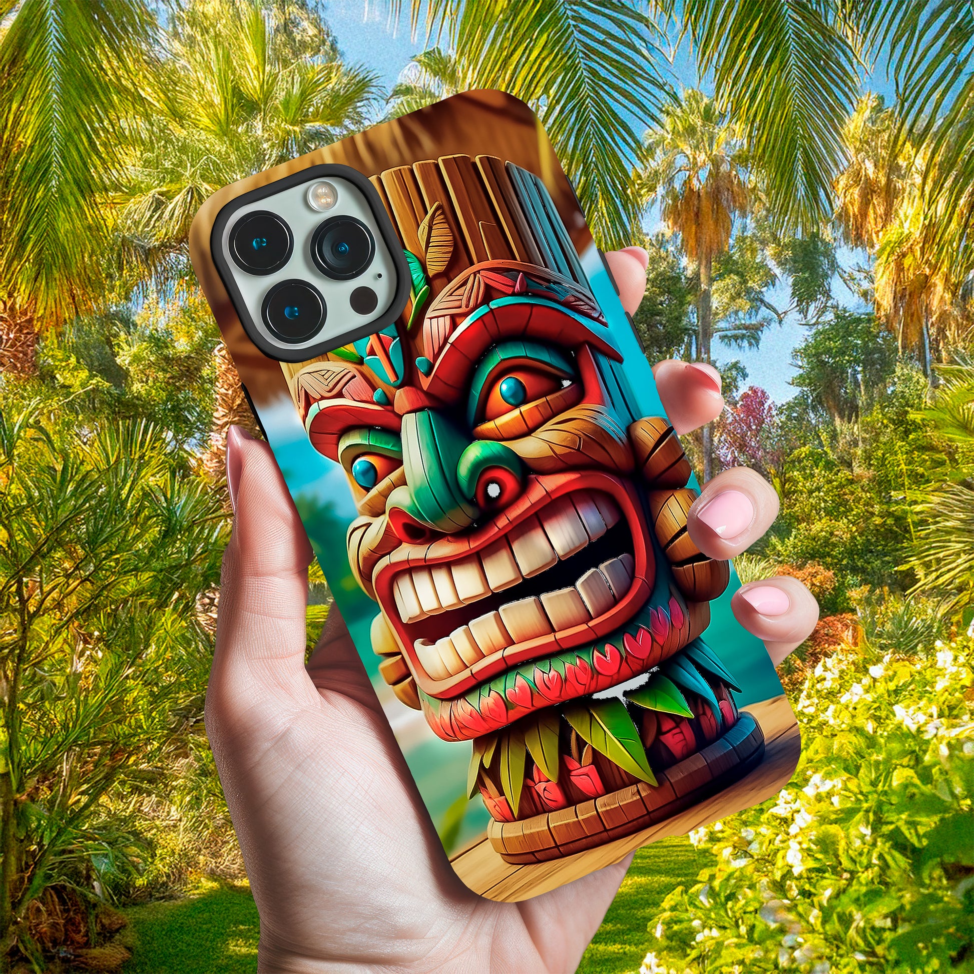 Tiki Mask Phone Case - Vibrant Hawaiian-inspired Iphone and Samsung image 3