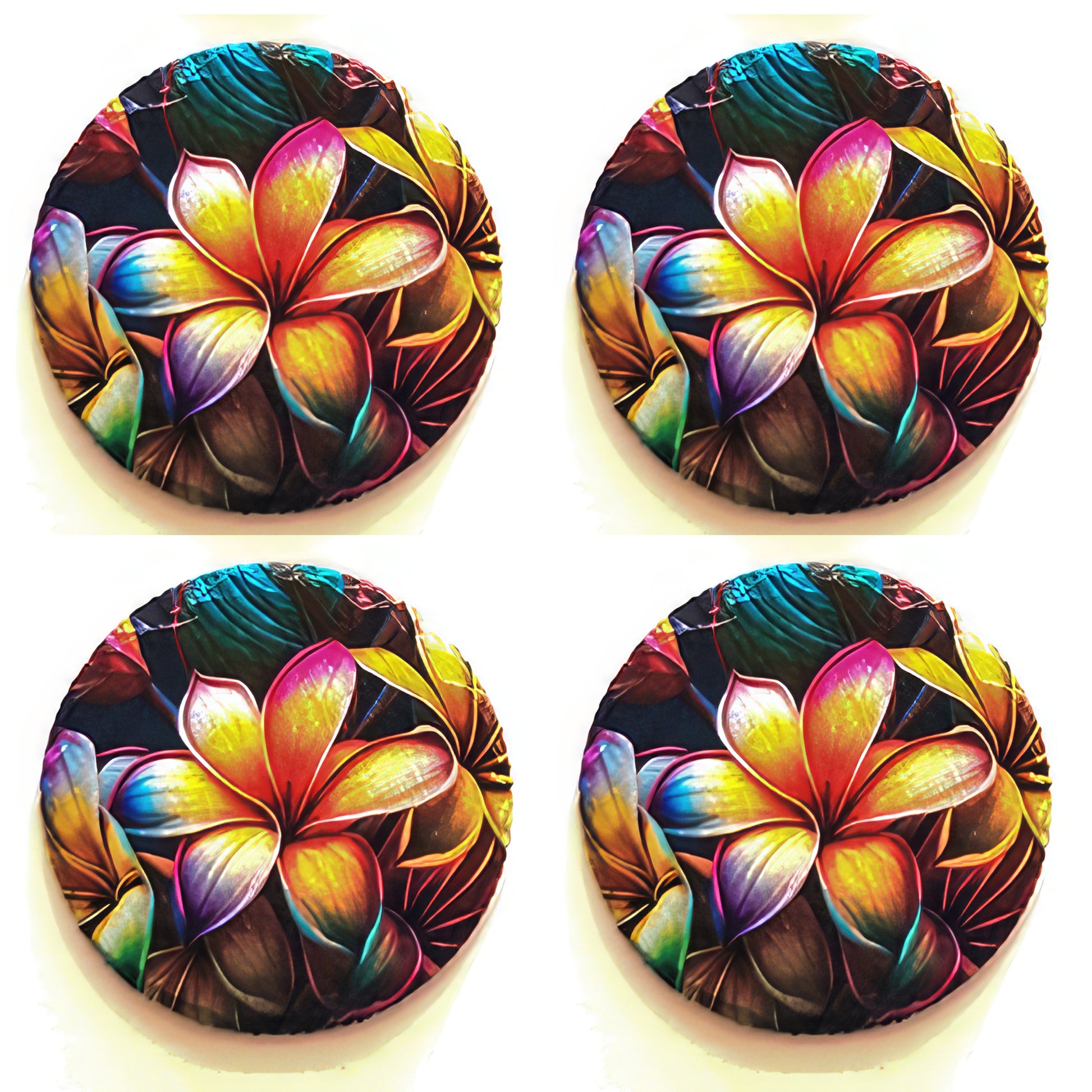 Tropical Plumeria Drink Coasters -Slate Drink Coasters image 0