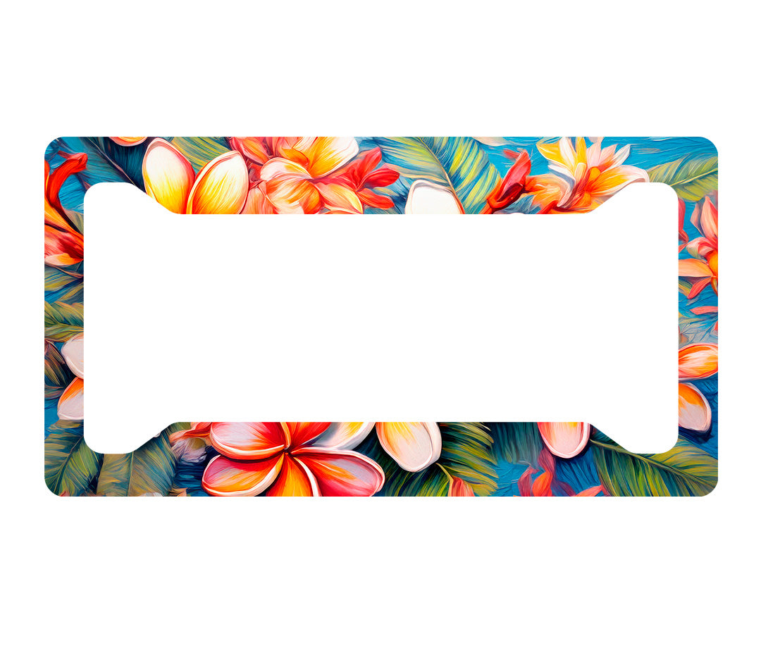 Red Plumeria Tropical License Plate Cove image 1