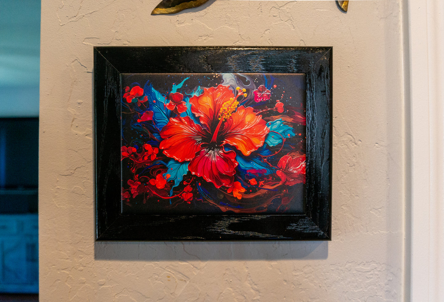 8x10 Red Hibiscus Flower Ceramic Tile Wall Art image 2