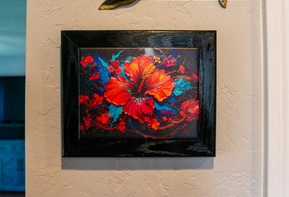 8x10 Red Hibiscus Flower Ceramic Tile Wall Art image 2