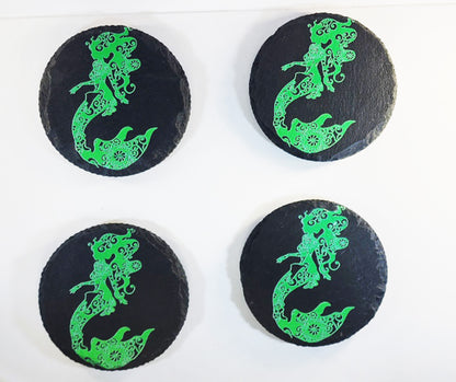 Mermaid  Slate Rock Drink Coasters image 1
