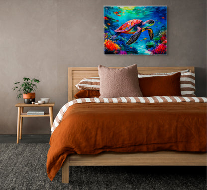 Tropical Oasis: Red Sea Turtle among the Coral Reef image 1