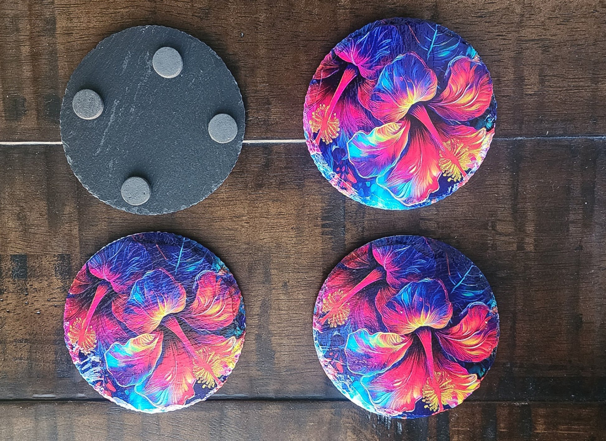 Tropical Hibiscus Slate Coaster image 2