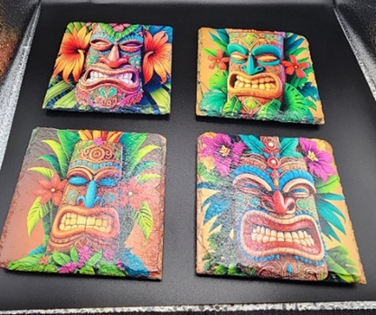 Tiki Slate Rock Drink Coasters -Tiki Bar image 2