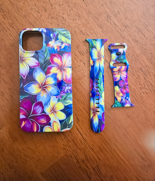 Plumeria Flower  Phone Case & Watch Band Combo - Tropical Set for $35 image 0