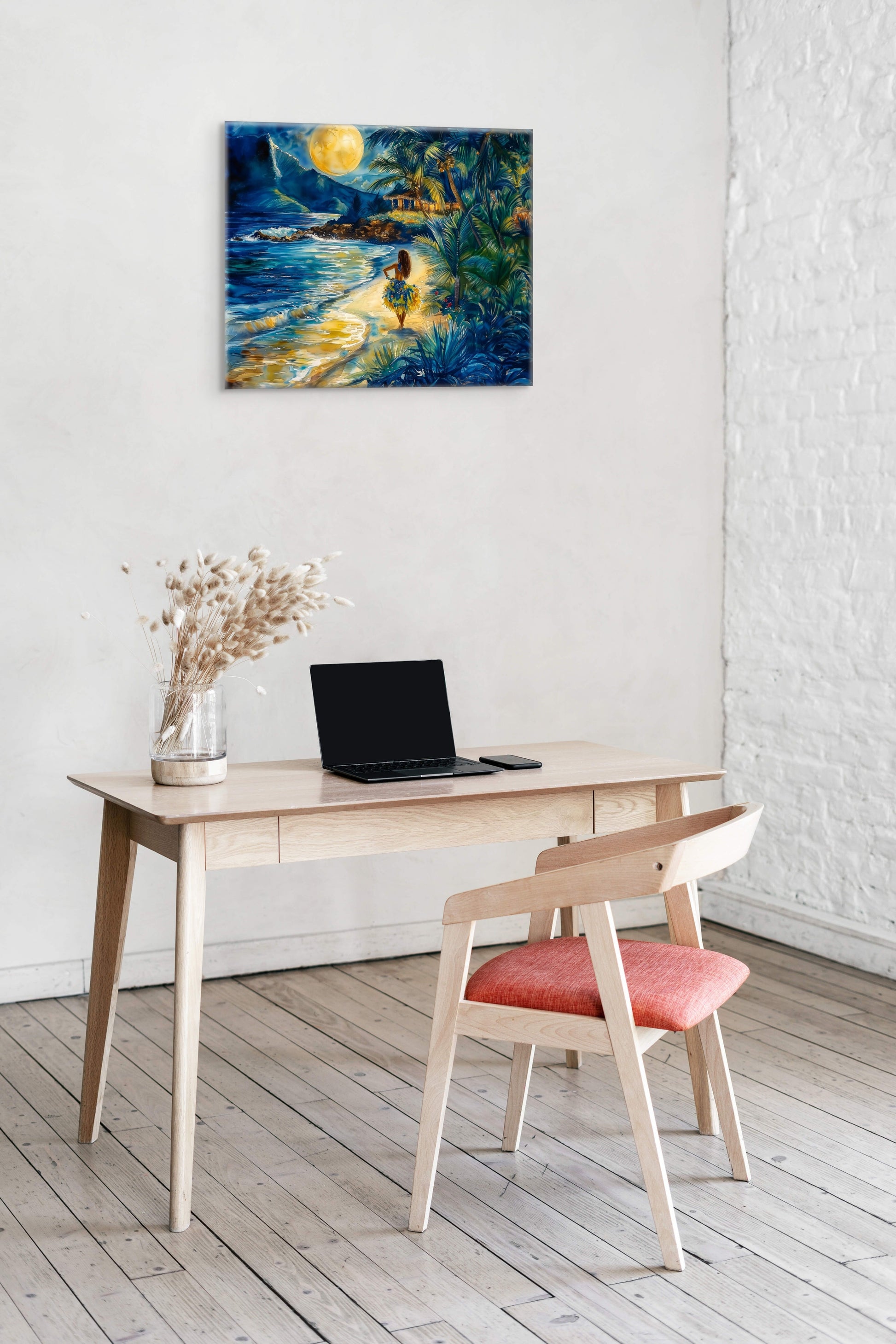 Gazing at the Moonlit Sky - Ceramic, Canvas,Metal, Acrylic image 3