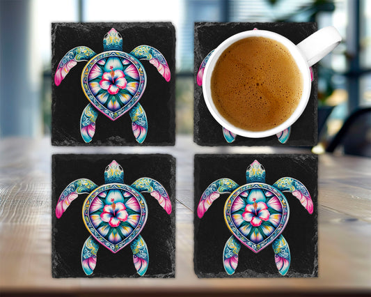 Tropical Turtle Coaster - Vibrant and artistic coaster image 0