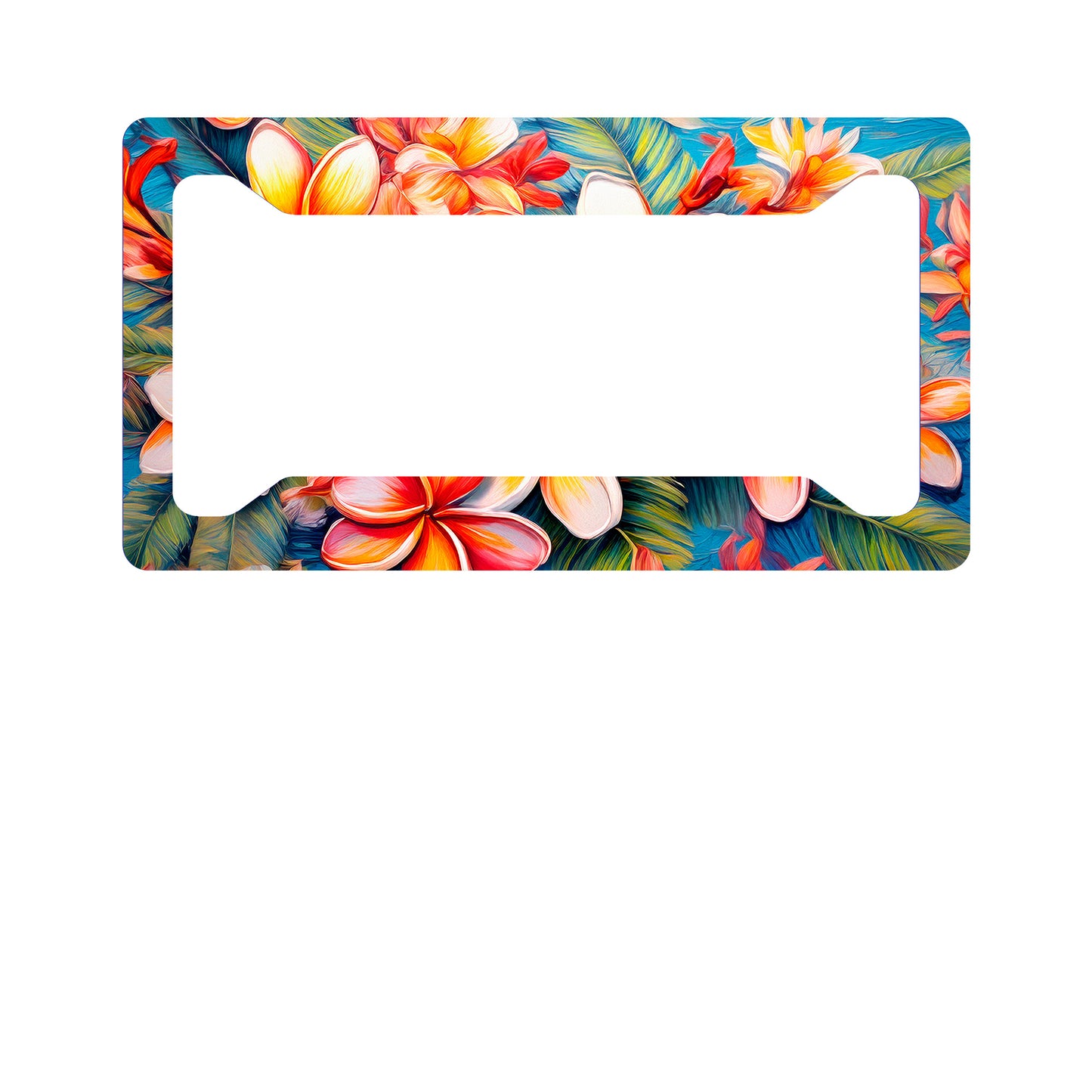 Red Plumeria Tropical License Plate Cove image 0