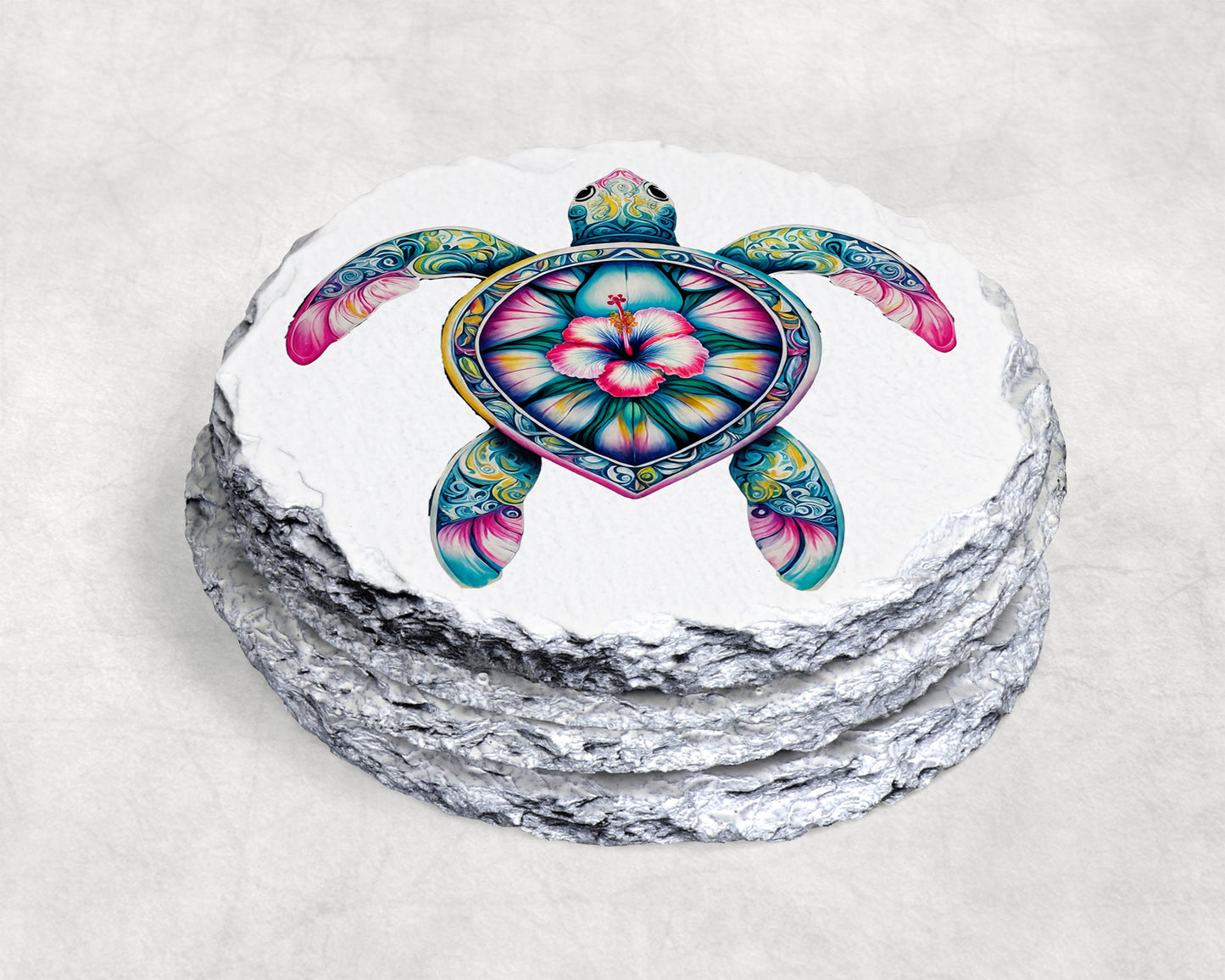 Tropical Turtle Coaster - Vibrant and artistic coaster image 1