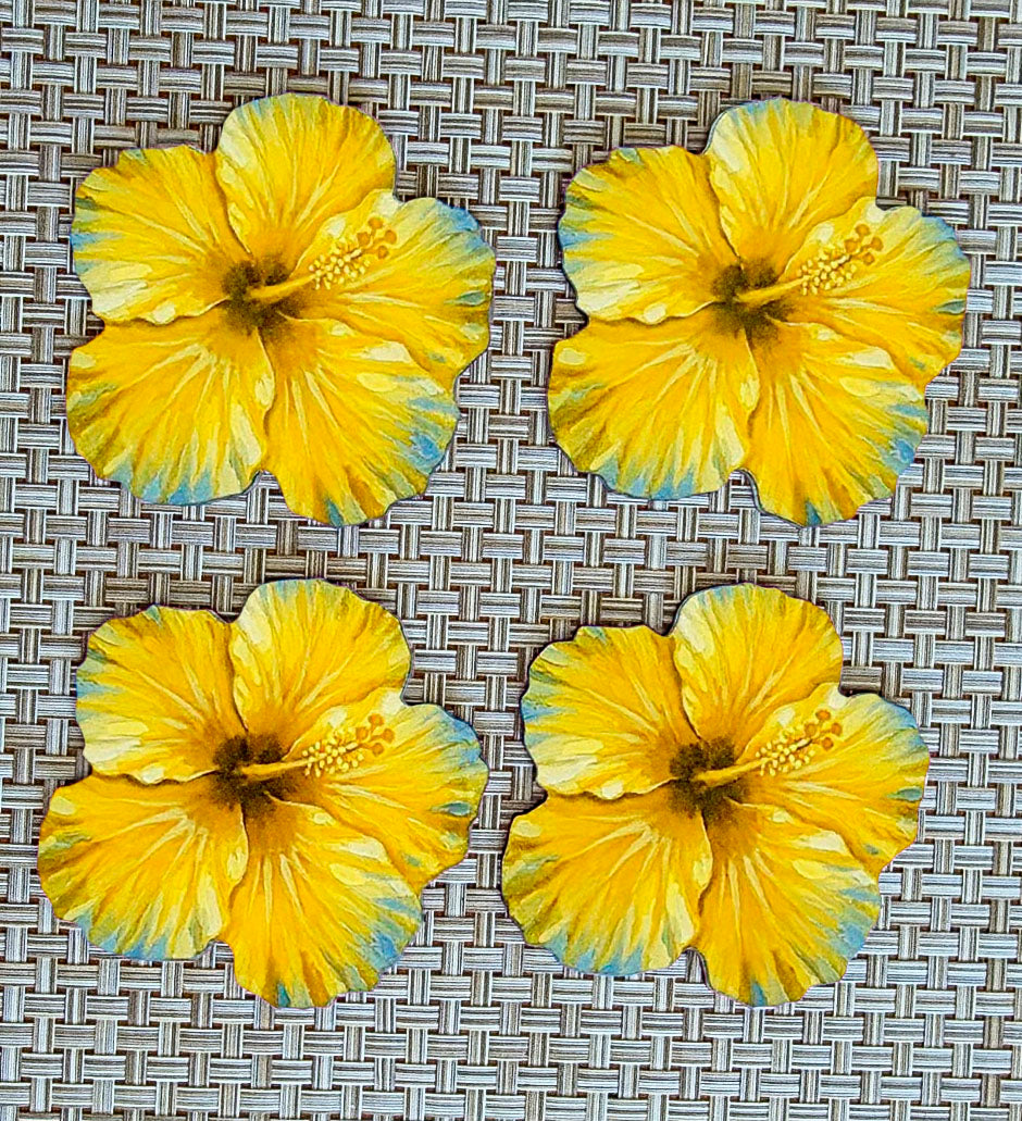 Hibiscus Flower Shaped Coasters – 4” Tropical Drink Coasters, Made in USA image 1