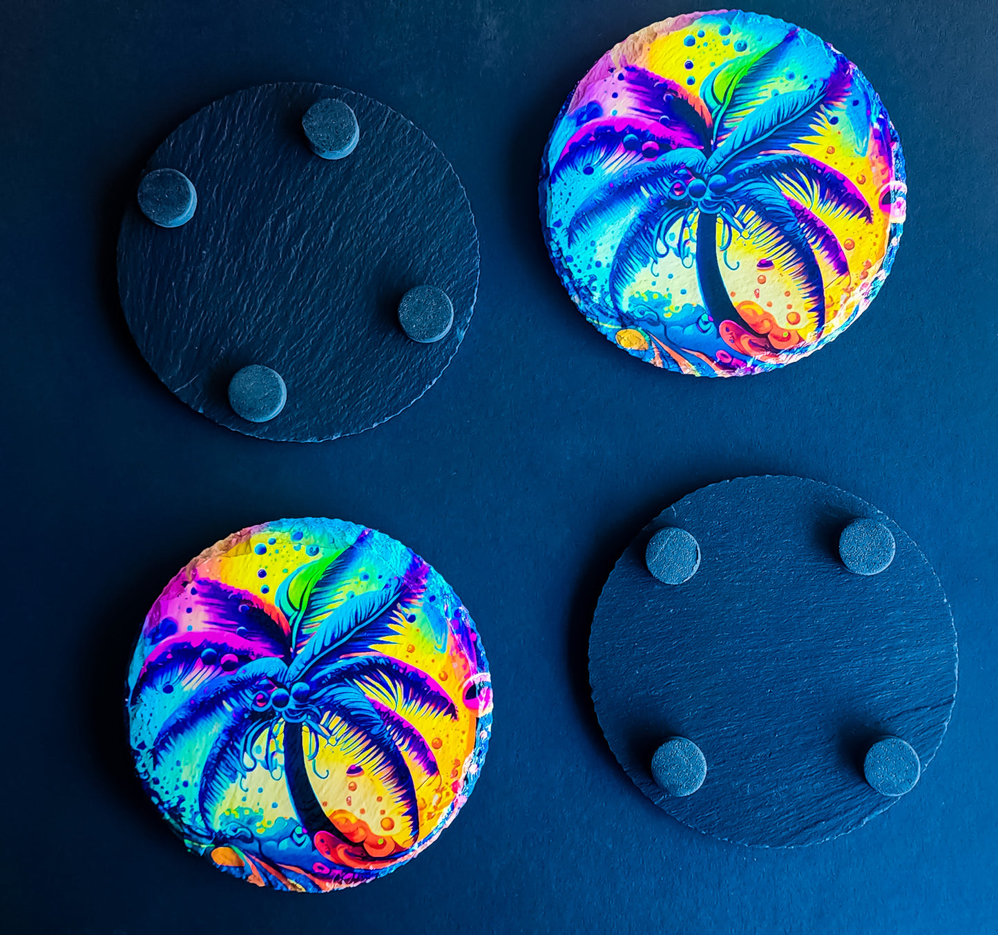 4 tropical drink coasters tropical tropical palm trees on a rock slate coaster, image 1