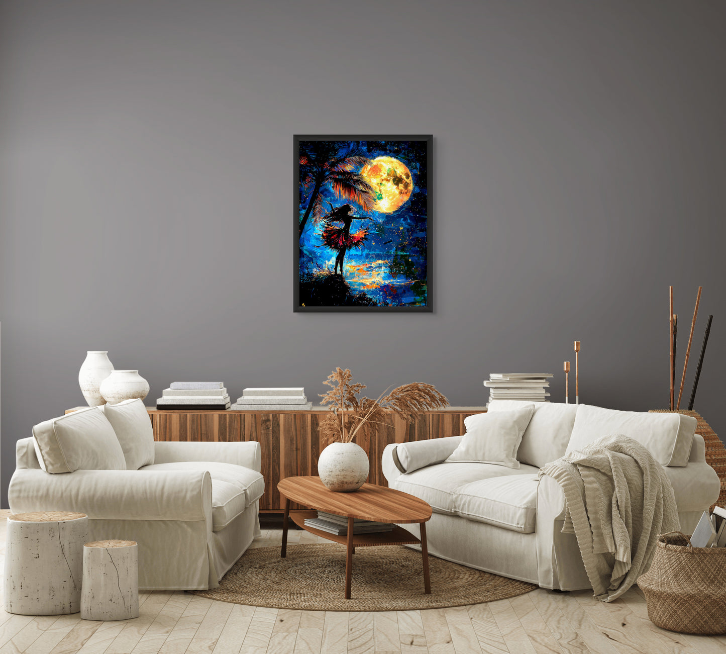 Reaching for the Blue Hula Moon - Wall Art image 1