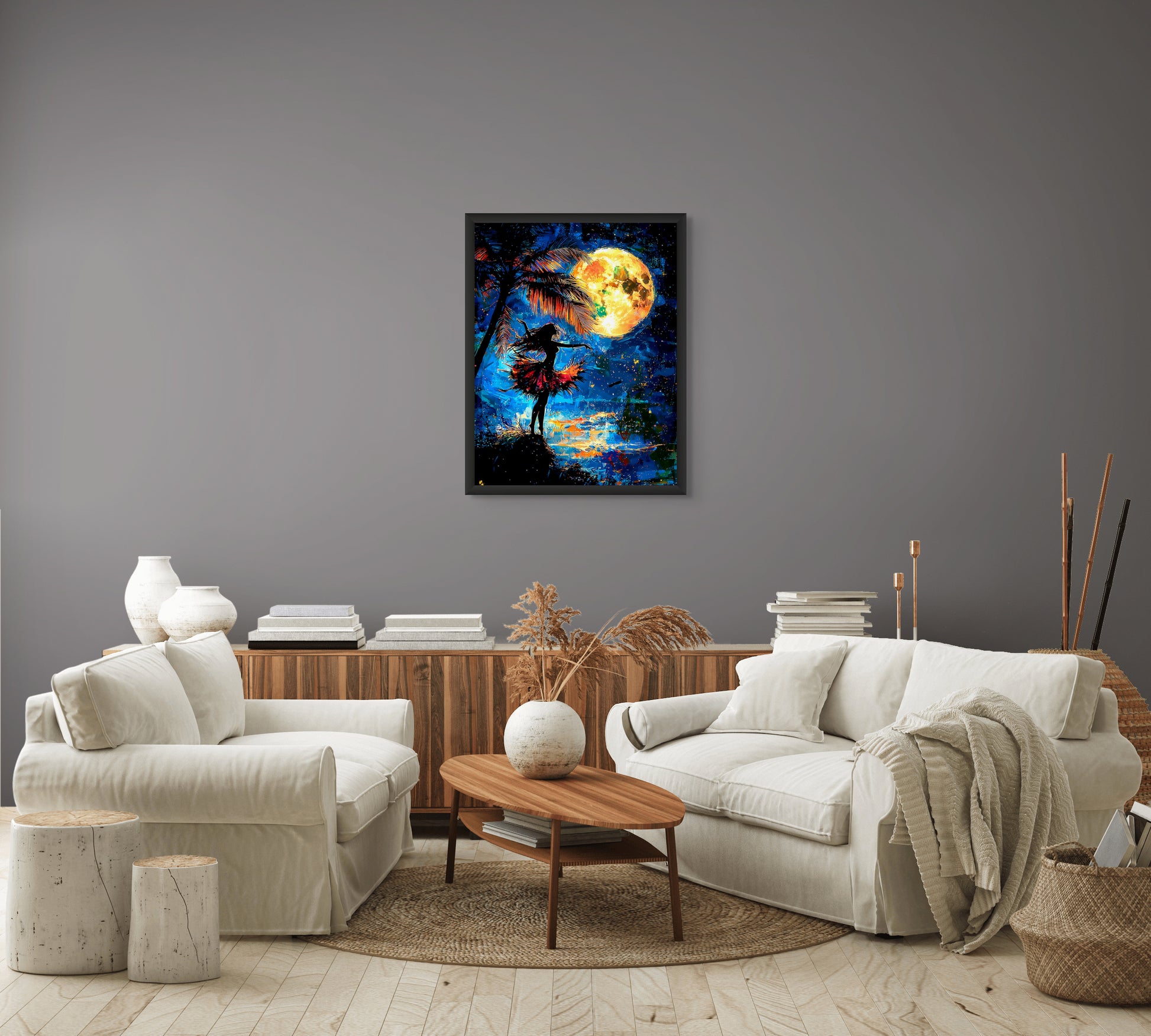 Reaching for the Blue Hula Moon - Wall Art image 1