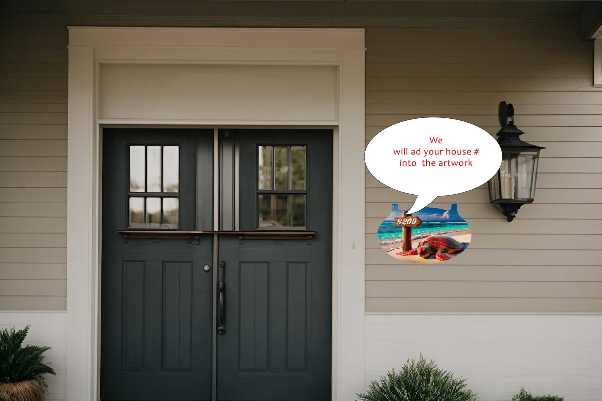 Custom Tropical Turtle House Sign image 1