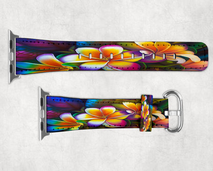 Tropical Floral Leather Watch Bands for Apple and Samsung image 2
