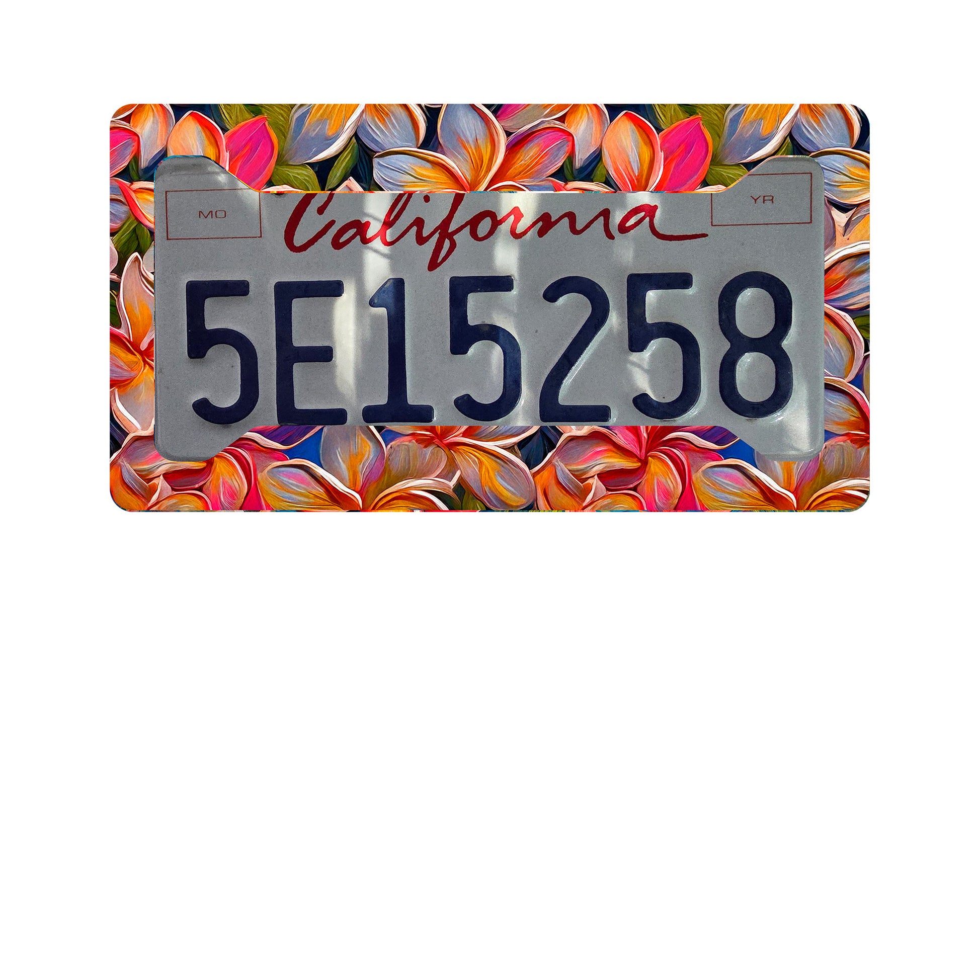 Multicolor Tropical Plumeria License Plate Frame – Hawaiian Floral Car Accessor image 1