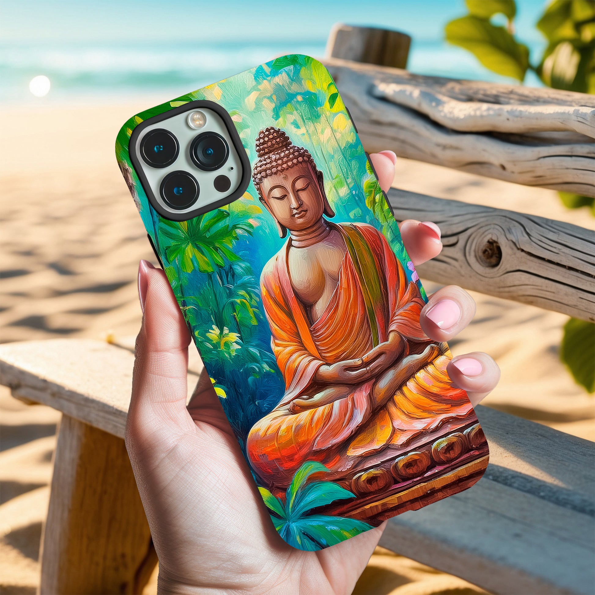 Tropical Meditation Buddha Phone Case - Leather or Rubber for iPhone & Samsung image 3