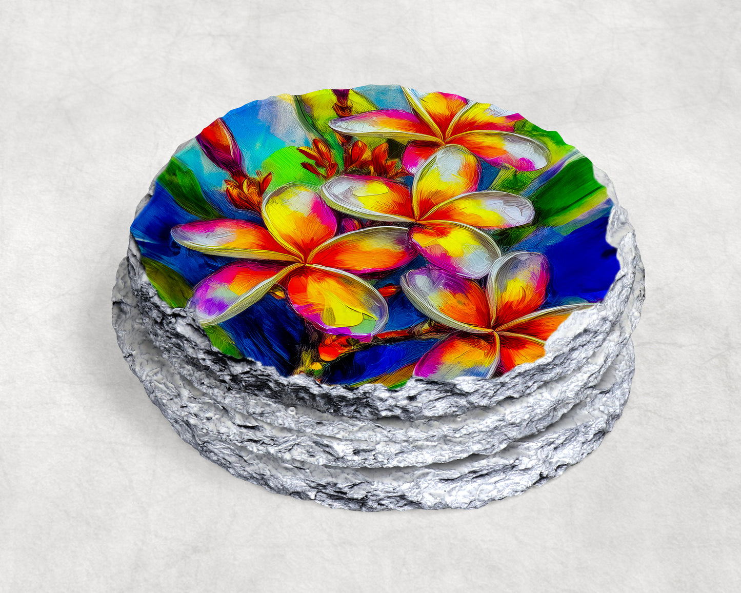 Tropical Plumeria Flower Coasters – Vibrant Island Decor for Your Home image 3