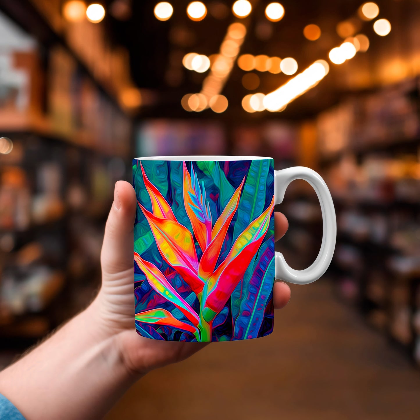 Tropical Heliconia Mug - Vibrant coffee mug featuring a bold tropical heliconia image 3