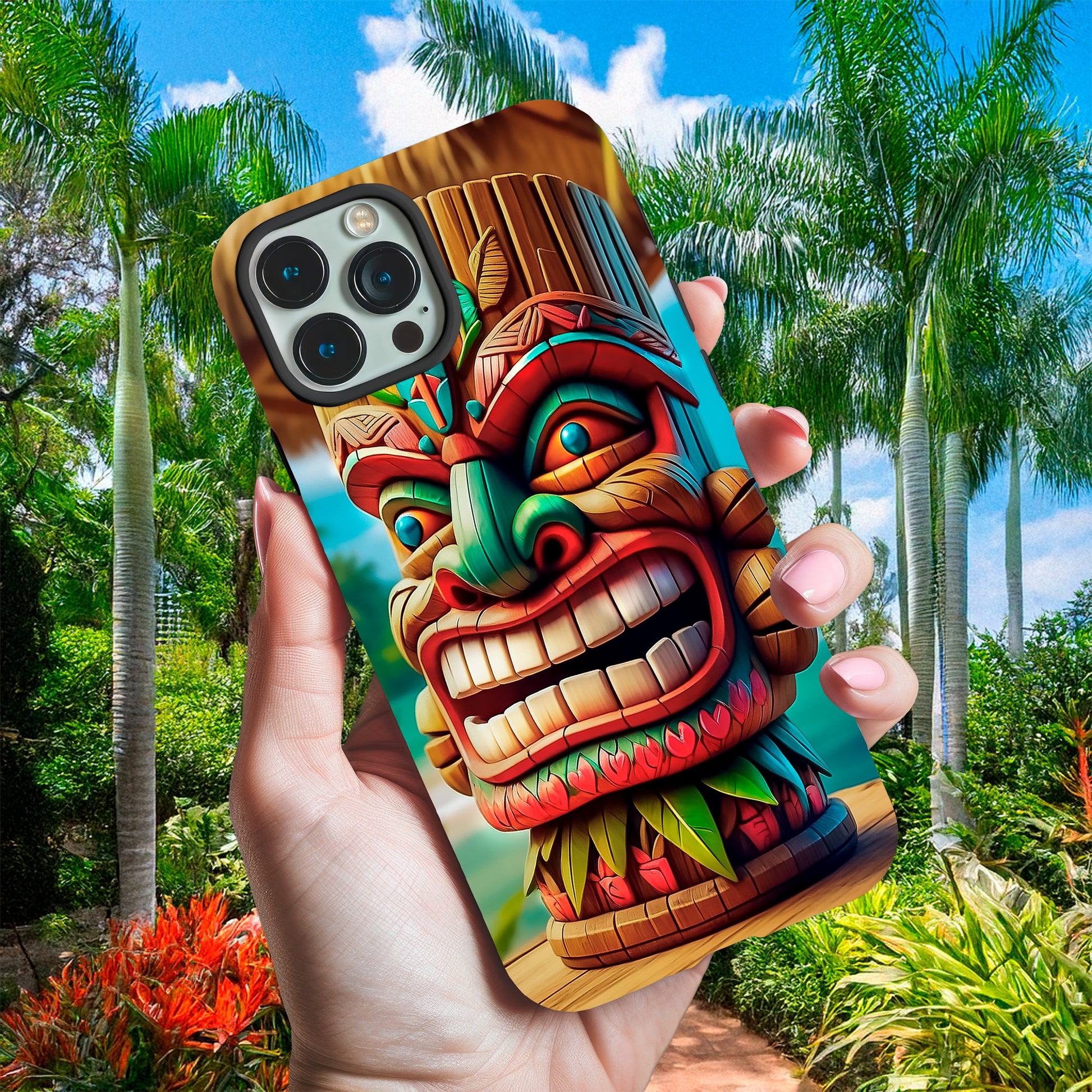 Tiki Mask Phone Case - Vibrant Hawaiian-inspired Iphone and Samsung image 1