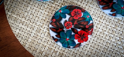 Red Poppy Glass Drink Coasters image 1