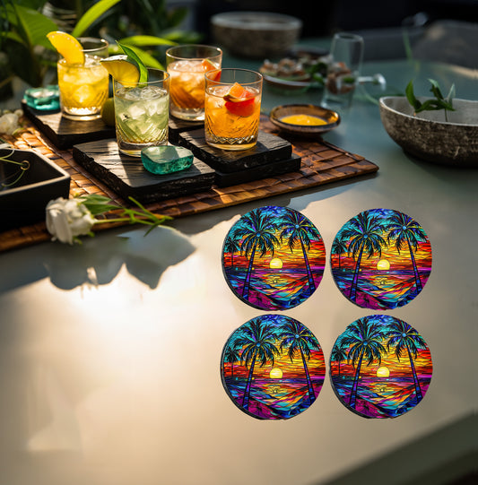 Palm Sandstone Coaster: Natural Beauty and Protection for Your Home image 0