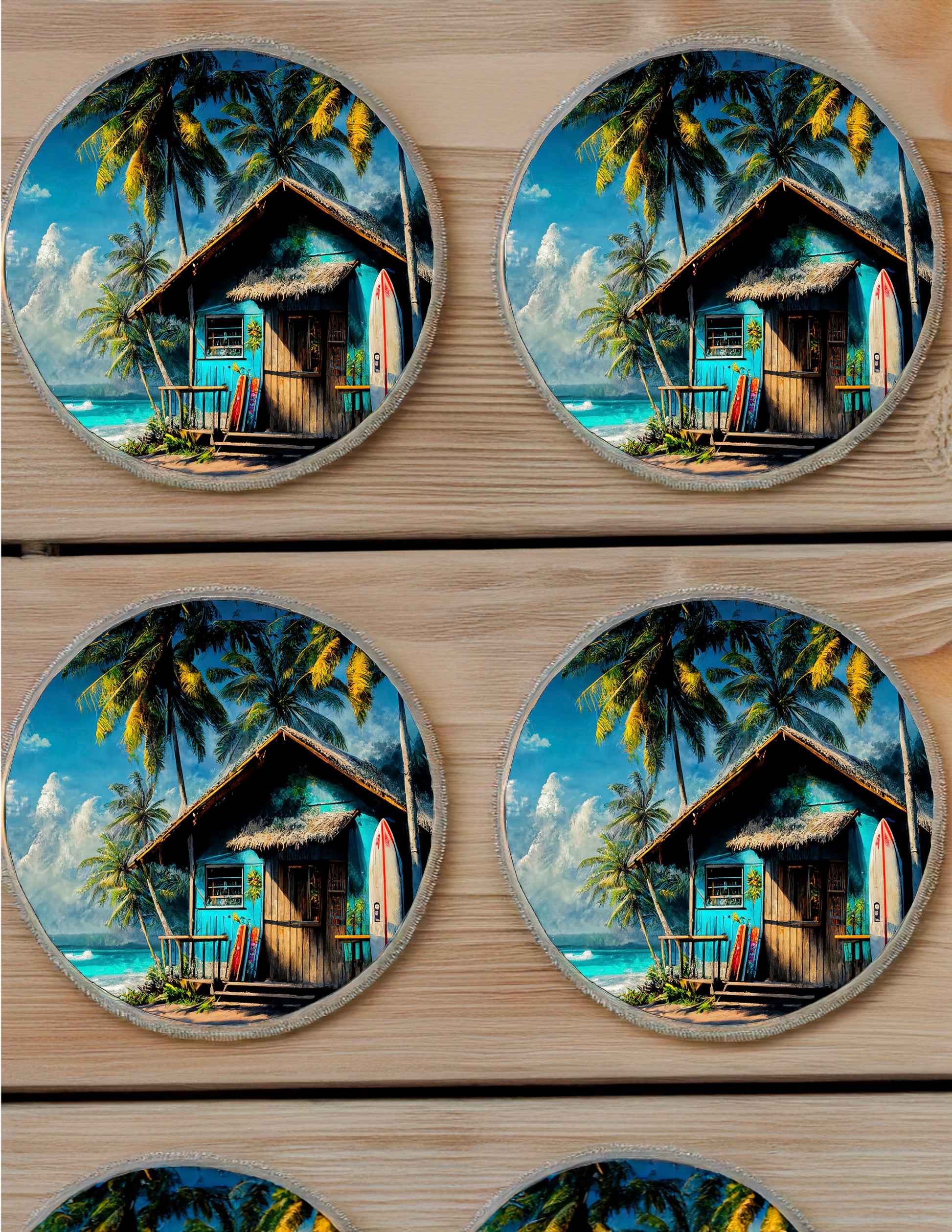 Tropical Beach Hut Slate Rock Coasters – Set of 4 image 0