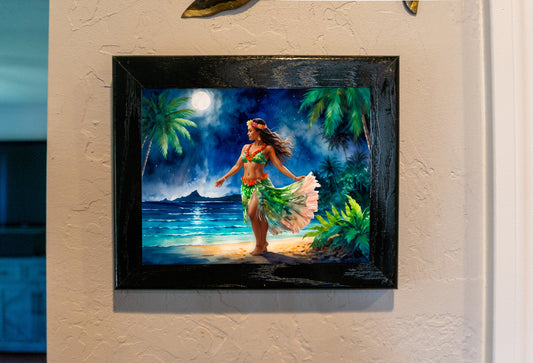 Hula in the Night Breeze - Framed Ceramic Tile Artwork - Canvas Prints image 2