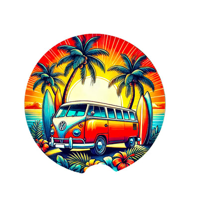 Absorbent Car Coasters – Ceramic Cup Holder Coasters with Finger Notch Set of 2 image 0