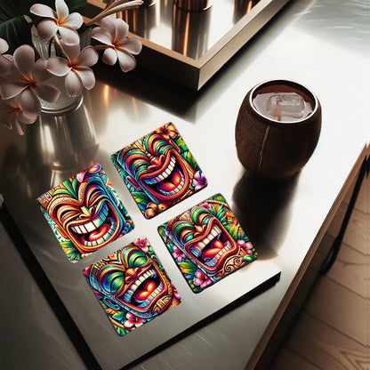 Vibrant Polynesian Tiki Coaster Collection image 1