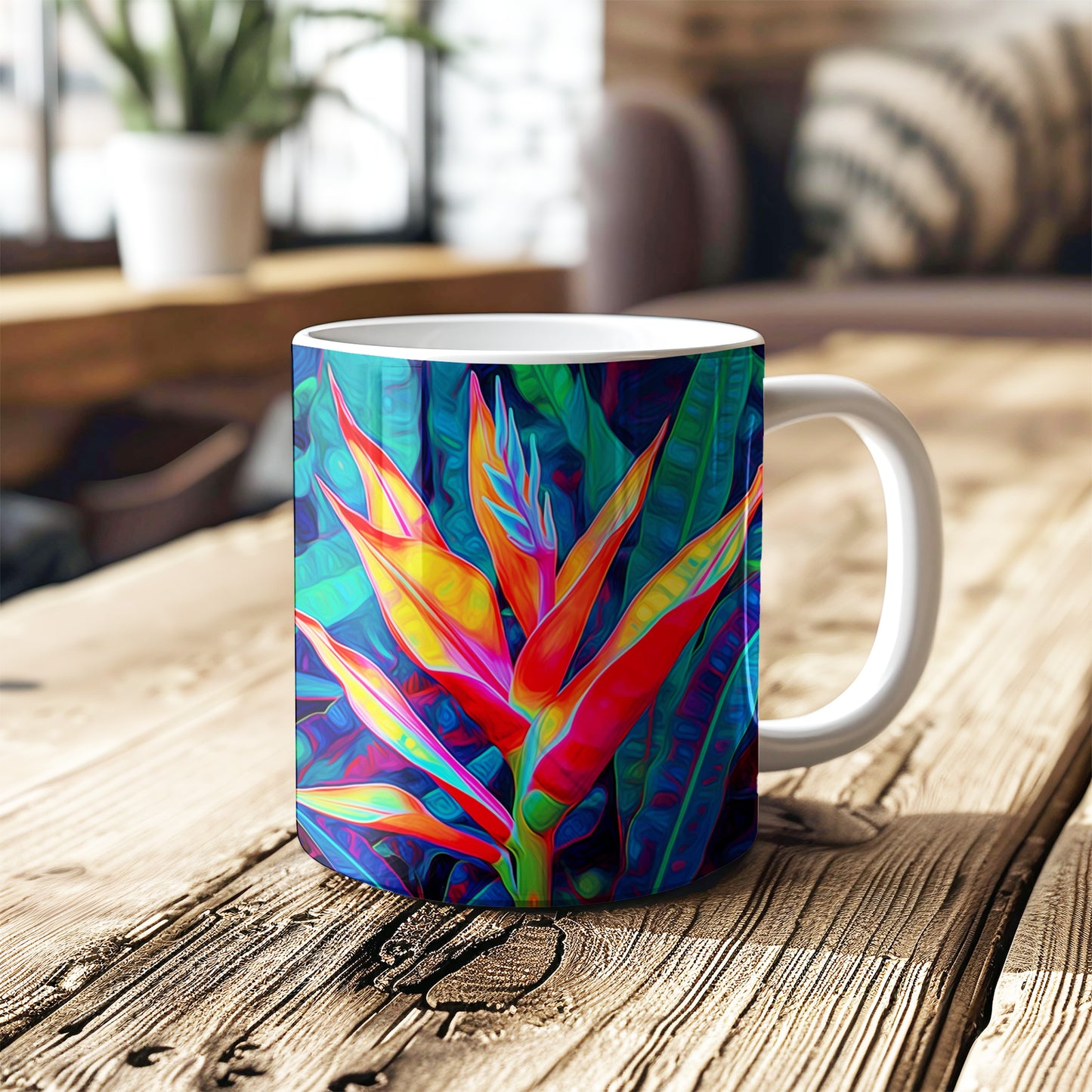 Tropical Heliconia Mug - Vibrant coffee mug featuring a bold tropical heliconia image 2