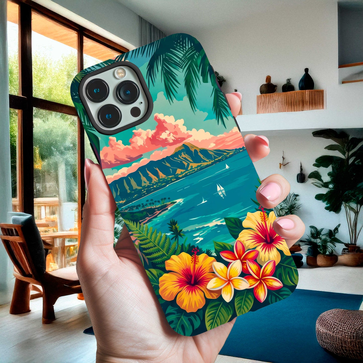Hawaiian Sunset Phone Case – Tropical Beach Aesthetic Cover for iPhone & Samsung