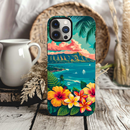 Hawaiian Sunset Phone Case – Tropical Beach Aesthetic Cover for iPhone & Samsung