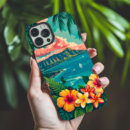 Hawaiian Sunset Phone Case – Tropical Beach Aesthetic Cover for iPhone & Samsung