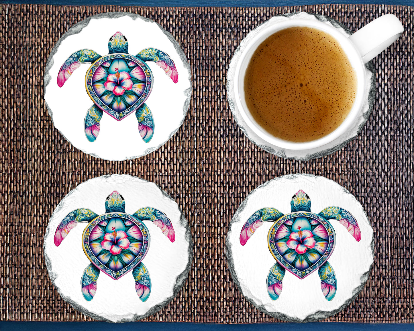 Tropical Turtle Coaster - Vibrant and artistic coaster image 2