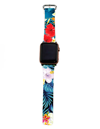Hibiscus Leather Watch Band image 0